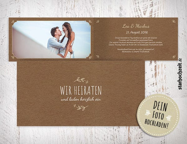 Einladungskarte Hochzeit, Hochzeitseinladung Klappkarte, Hochzeitseinladungskarten, Vintage, Wir heiraten, Einladungskarten