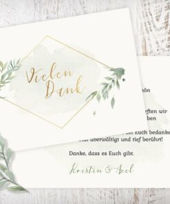 Dankeskarte, Danksagungskarte, Danksagung, Dankeskarten Hochzeit, Floral, elegant, Wir sagen Danke, Dankeschön, Vielen Dank, 2Seiten, A6, querformat