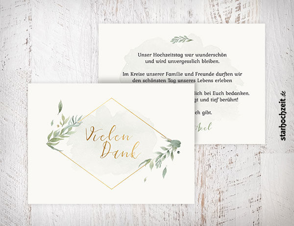 Dankeskarte, Danksagungskarte, Danksagung, Dankeskarten Hochzeit, Floral, elegant, Wir sagen Danke, Dankeschön, Vielen Dank, 2Seiten, A6, querformat