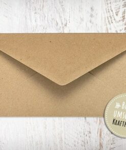 Briefumschlag Kraftpapier, für Hochzeitseinladungen, Hochzeitseinladungskarten, Dankeskarten, Danksagungskarten