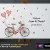 LED-Gästebuch- selber gestalten - rosa Fahrrad mit Herzen