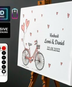 Hochzeit Gästebuch Alternative Motiv Fahrrad und Herzen