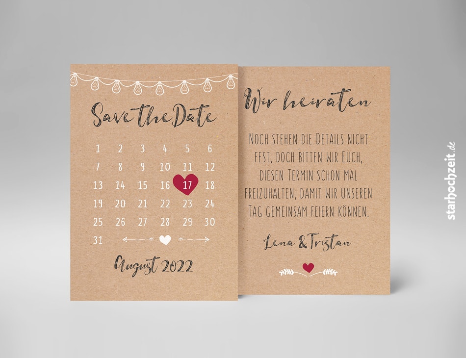 Save The Date Karte Kalenderherz