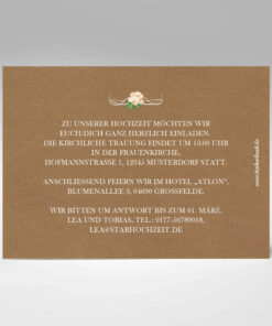 Hochzeitseinladung, Kraftpapier, Natur, Blumen