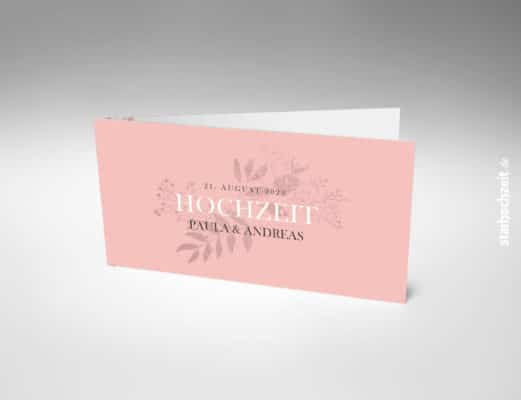 Einladung Hochzeit, Klappkarte, elegant, blush, Blumen