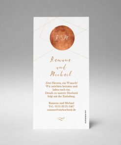 Save the Date Karte, elegant, kupfer, aussergewöhnliche Hochzeitseinladung