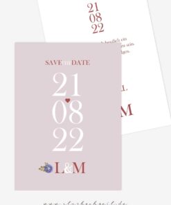 Save the Date Karten Hochzeit Hochzeitsdatum Initialen Blumen