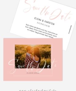 Save-the-Date Karte Hochzeit mit deinem Foto in rosa