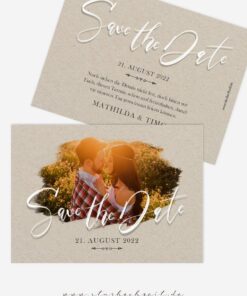 Save the Date Karten Hochzeit Fotokarten romantische in Kraftpapier Natur Look