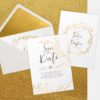 Save the Date Hochzeitskarten, Gold, Gelb, Blumenkranz, Blumenmuster