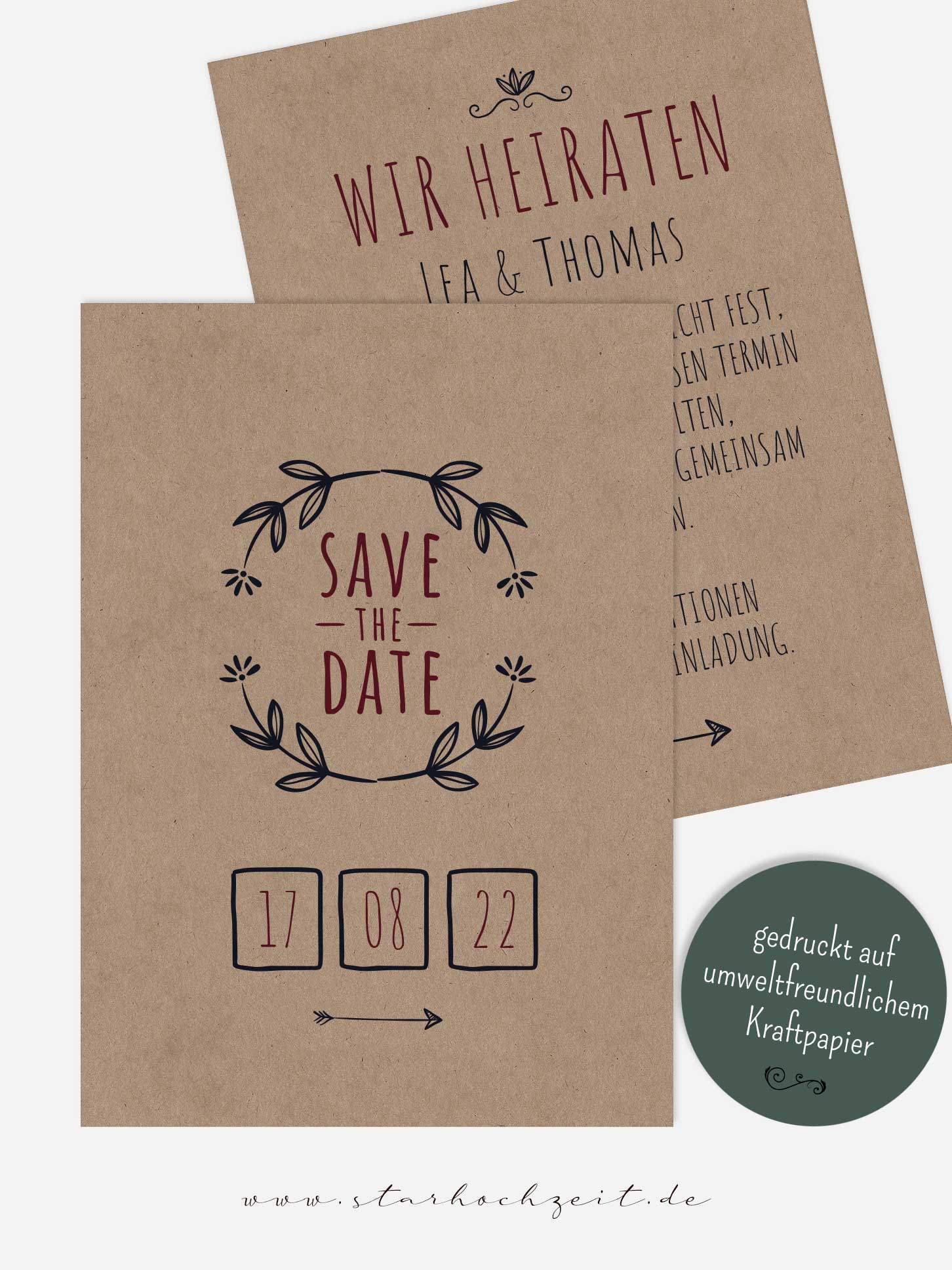 Save The Date Karten Kraftpapier Selber Gestalten Neue Motive Fur
