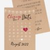 Change-the-Date Karten – Kalenderherz – Karte mit rot/schwarzem Kalligrafie-Schriftzug 