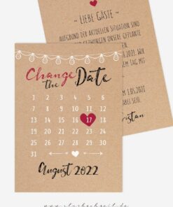 Change-the-Date Karten Hochzeit Kalenderherz