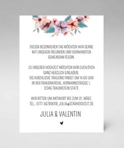 Hochzeitseinladung, Hochzeitskarte, Blumenkranz