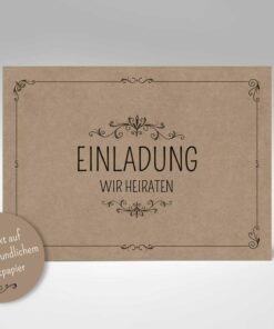 Hochzeitseinladung - Kraftpapier modern rustikal