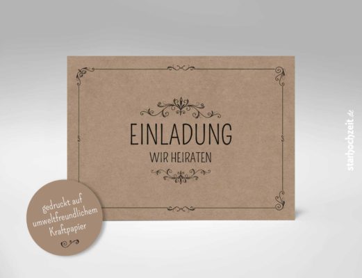 Hochzeitseinladung - Kraftpapier modern rustikal