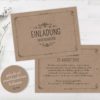 Hochzeitseinladungen Kraftpapier, Einladung Hochzeit Kraftpapier