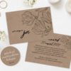 Einladungskarten Hochzeit Kraftpapier, wir sagen ja - Kraftpapier Vintage Liebe, Love, Blumen, Magnolie