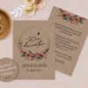 Einladungskarten Hochzeit Kraftpapier, Blumenkranz Aquarell, Hochzeitskarte, Hochzeitseinladungskarten