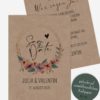 Save the Date Karten, Kraftpapier mit Blumen Aquarell, Vintage, Natur, Landhausstil, rustikal