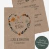 Save the Date Karten Hochzeit Blumenherz, Kraftpapier, Vintage, Banderole