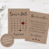 Save the Date Karte, Kalender, Herz, rot Kraftpapier, Vintage, modern, Hochzeitskalender