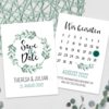 Save the Date Karten Hochzeit, Eukalyptus, Aquarell, Kalender Hochzeit