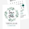 Save the Date Karten Hochzeit Soft Greenery Eukalyptus, Kalender Hochzeit