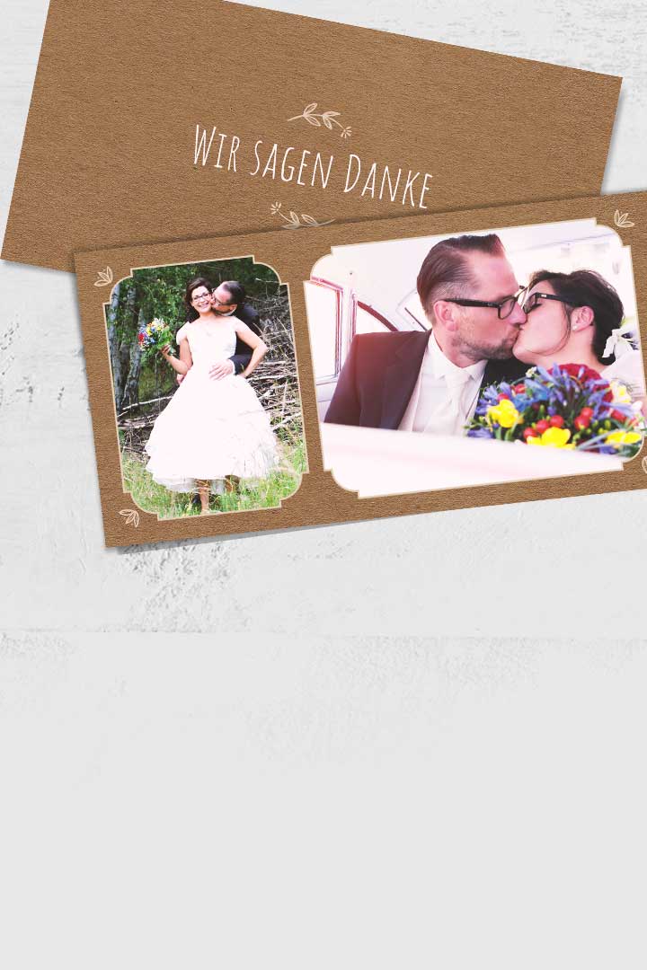 Danksagungskarten Hochzeit mit Foto selber gestalten