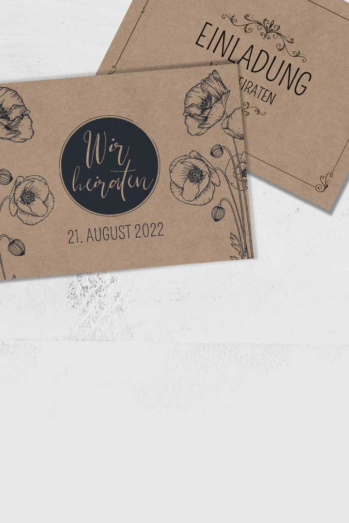 Hochzeitskarten - Hochzeitseinladungskarten Kraftpapier