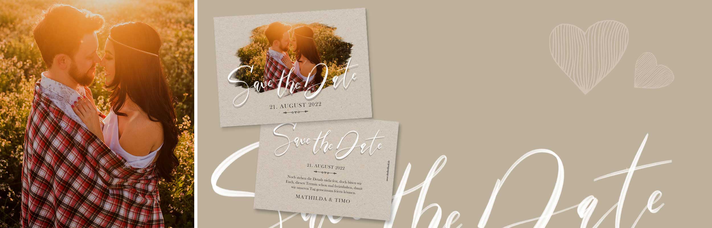 Unsere wunderschönen Save-the-Date Karten entdecken, selber gestalten und sicher bestellen
