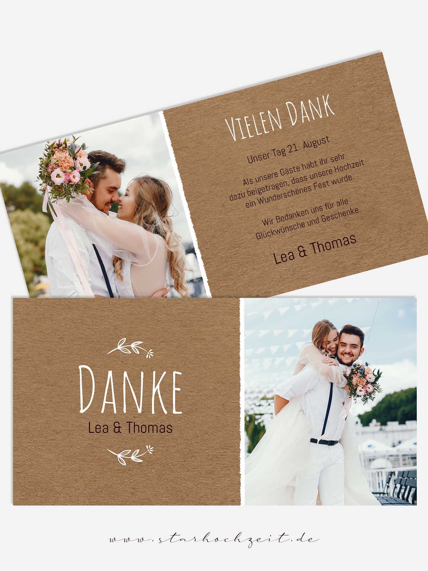 Dankeskarten Hochzeit - Danksagung Hochzeit - einfach online gestalten