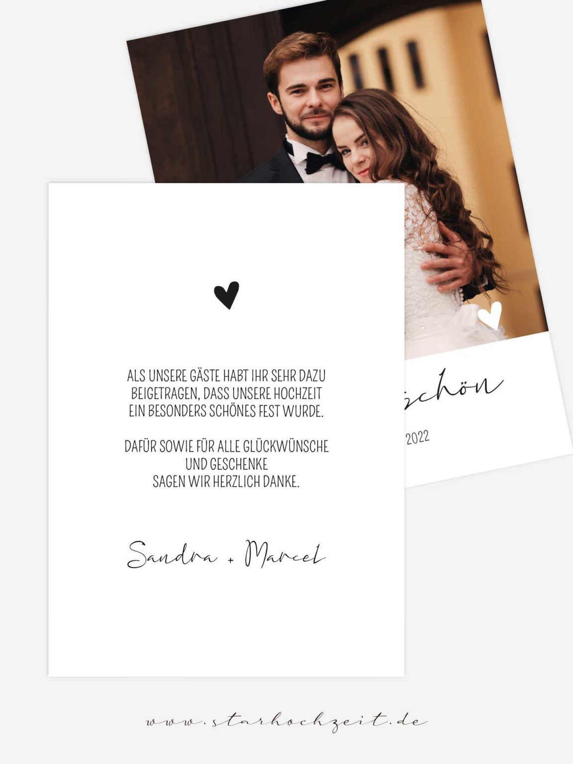 Dankeskarte Hochzeit "Liebling" schlicht und modern mit Lieblingsfoto