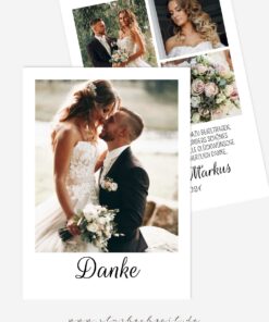Dankeskarte Hochzeit Liebesglück mit Foto und Text