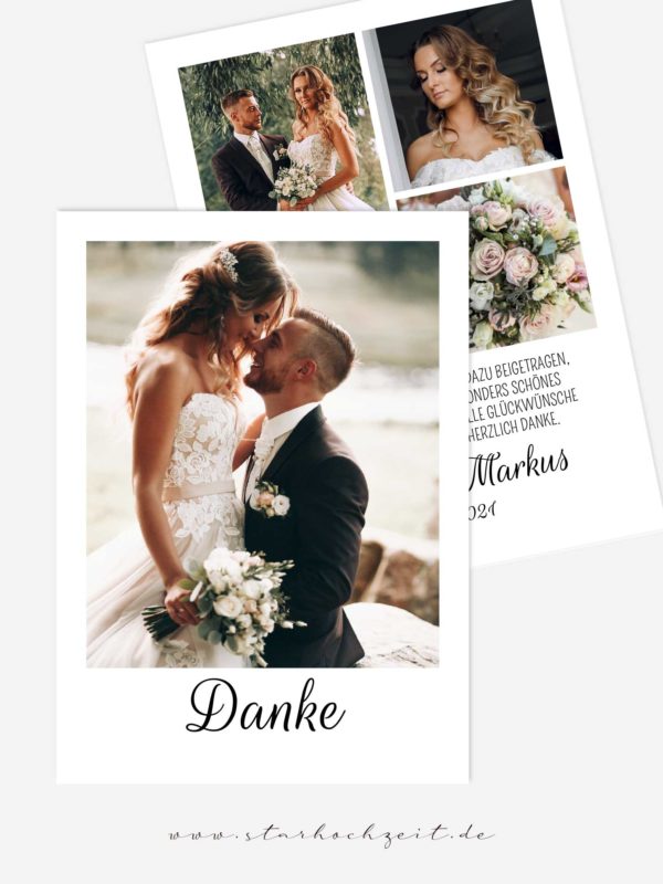 Dankeskarte Hochzeit Liebesglück mit Foto und Text
