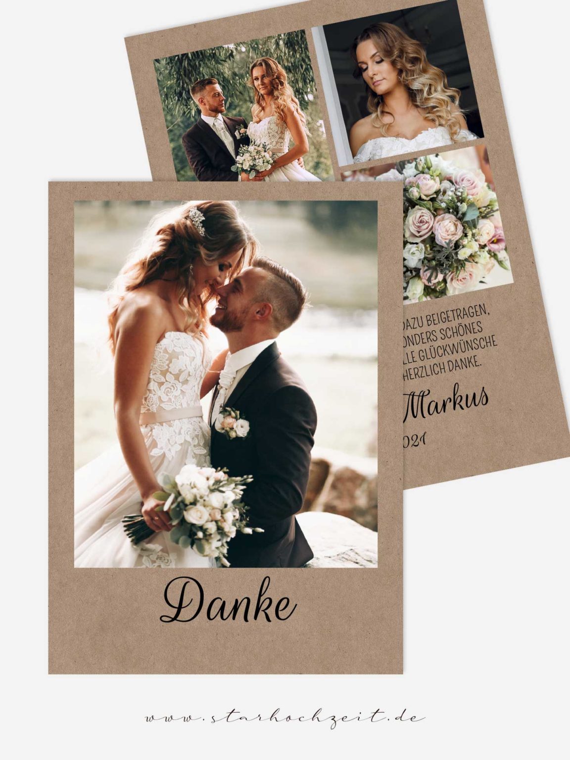 Dankeskarte zur Hochzeit – Lea  schlicht und modern mit Lieblingsfoto