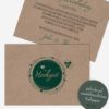 Hochzeitseinladungen - Ringzauber Kraftpapier mit grünem Ringkranzdesign für deine Hochzeit. Boho Style, DINA6, 2 Seiten, Ansicht Vorderseite und Rückseite, Designfarben und Schriftfarbe können geändert werden