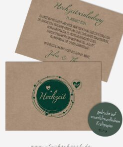 Hochzeitseinladungen Ringzauber Kraftpapier
