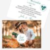 Save the Date Karten Ringzauber mit Foto und weißem Ringkranzdesign für deine Hochzeit. Boho Style, DINA6, 2 Seiten, Ansicht Vorderseite und Rückseite, Designfarben und Schriftfarbe können geändert werden