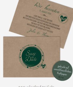 Save-the-Date Karten Ringzauber auf Kraftpapier