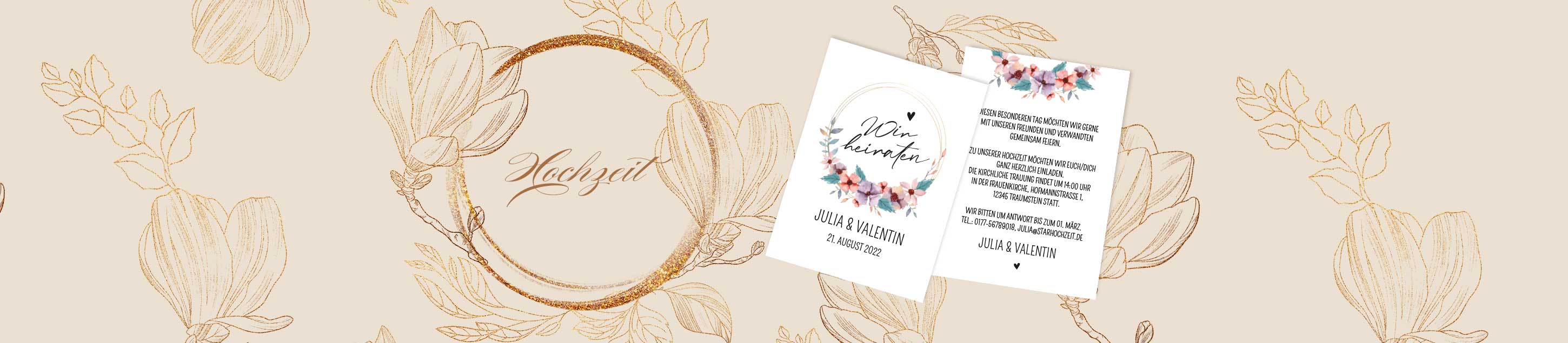 Banner Hochzeitseinladungen Text XXL
