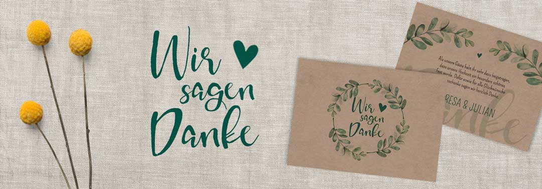 Dankeskarten Hochzeit Kraftpapier, Dankeskarten Kraftpapier
