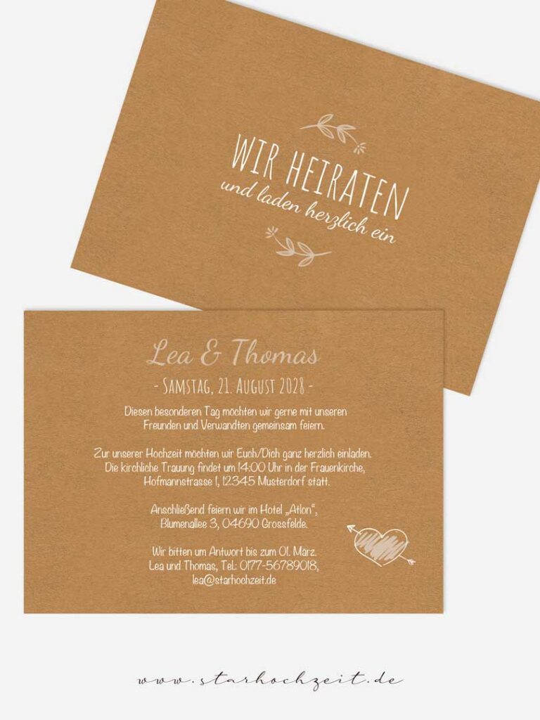 Einladung zur standesamtlichen Trauung starhochzeit.de