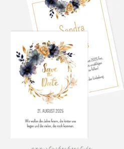 Save the Date Karten Hochzeit Vintage, Floral, Boho, Blumen