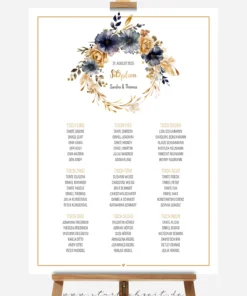 Sitzplan Hochzeit Plakat A2 - Floral Vintage im Boho Style