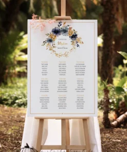 Sitzplan Hochzeit Plakat A2 - Floral Vintage im Boho Style