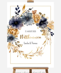 Willkommensschild Hochzeit. Boho Floral Vintage Style